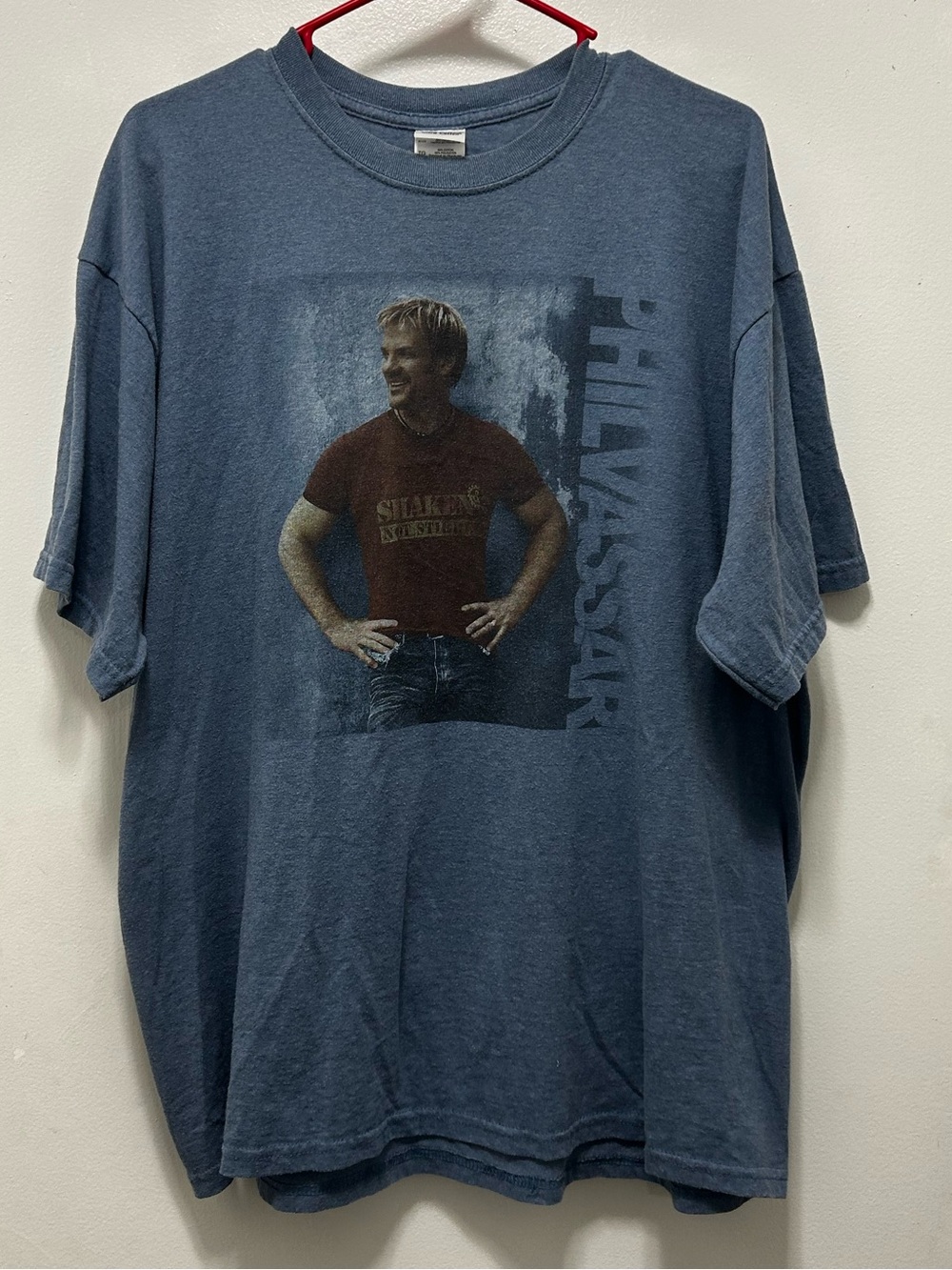 Gildan Washed Blue Short Sleeve Tee - Phil Vassar Shaken Not Stirred